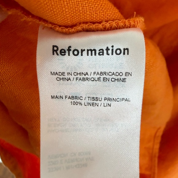 Reformation Dory Linen Orange Mini Dress Size 10 - Picture 9 of 10